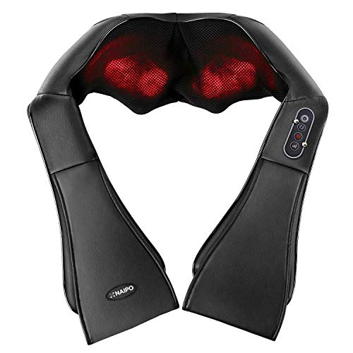 Naipo Shiatsu Back and Neck Massager Foot Massager with Heat Deep Kneading Massage for Neck