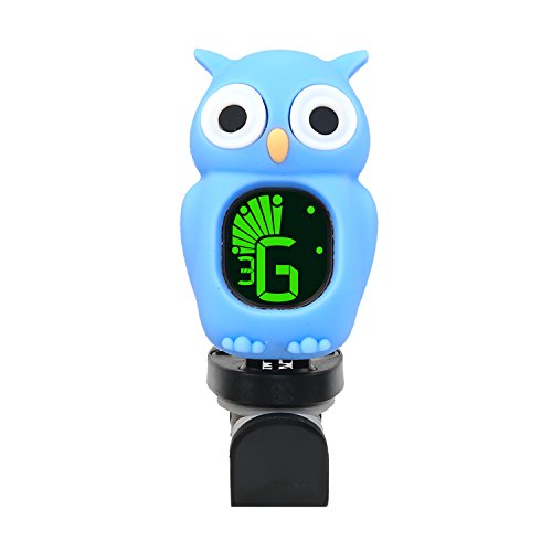 Rinastore Clip-On Owl Tuner for Guitar, Bass,Ukulele & Violin (Blue) - Thumbnail 7