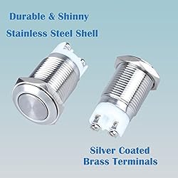 DMWD 2-Pack 16mm Latching Metal Push Button Switch