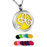 HooAMI Monogram Aromatherapy Essential Oil Diffuser Necklace Locket Pendant with 24