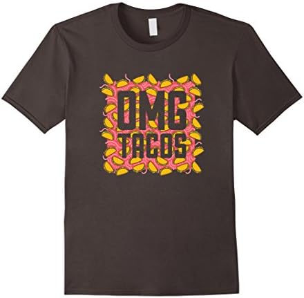 Mens OMG Tacos Shirt - Taco Pattern Shirt - Taco Printed Shirt Large Asphalt