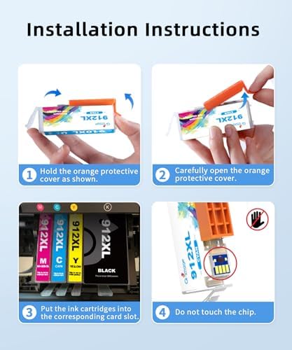 912XL Ink Cartridges Compatible with HP 912XL Cartridges with HP 912 XL | For HP Officejet Pro 8020 8012 8014 8015 8017 Cartridges for HP OfficeJet Pro 8022 8023 8024 8025 AIO (4-Pack)