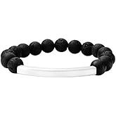 Amazon Essentials Men's Onyx Stone Beaded Bracelet