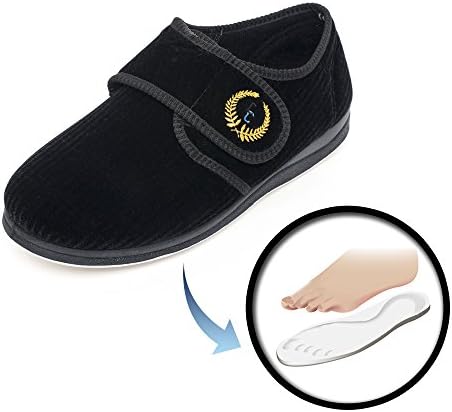 Creation Comfort Slippers/edema Shoes Men’s Wide Footwear Velcro Stylish Design Easy-To-Wear Comfortable Versatile Great Gift (8) Antibactirial, Machine-Washable