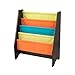 KidKraft Wooden Sling Shelf Bookcase - Bright and Espresso Colors - Canvas Solid Pattern Fabric, Kids Bookshelf, Young Reader Support, Gift for Ages 3+