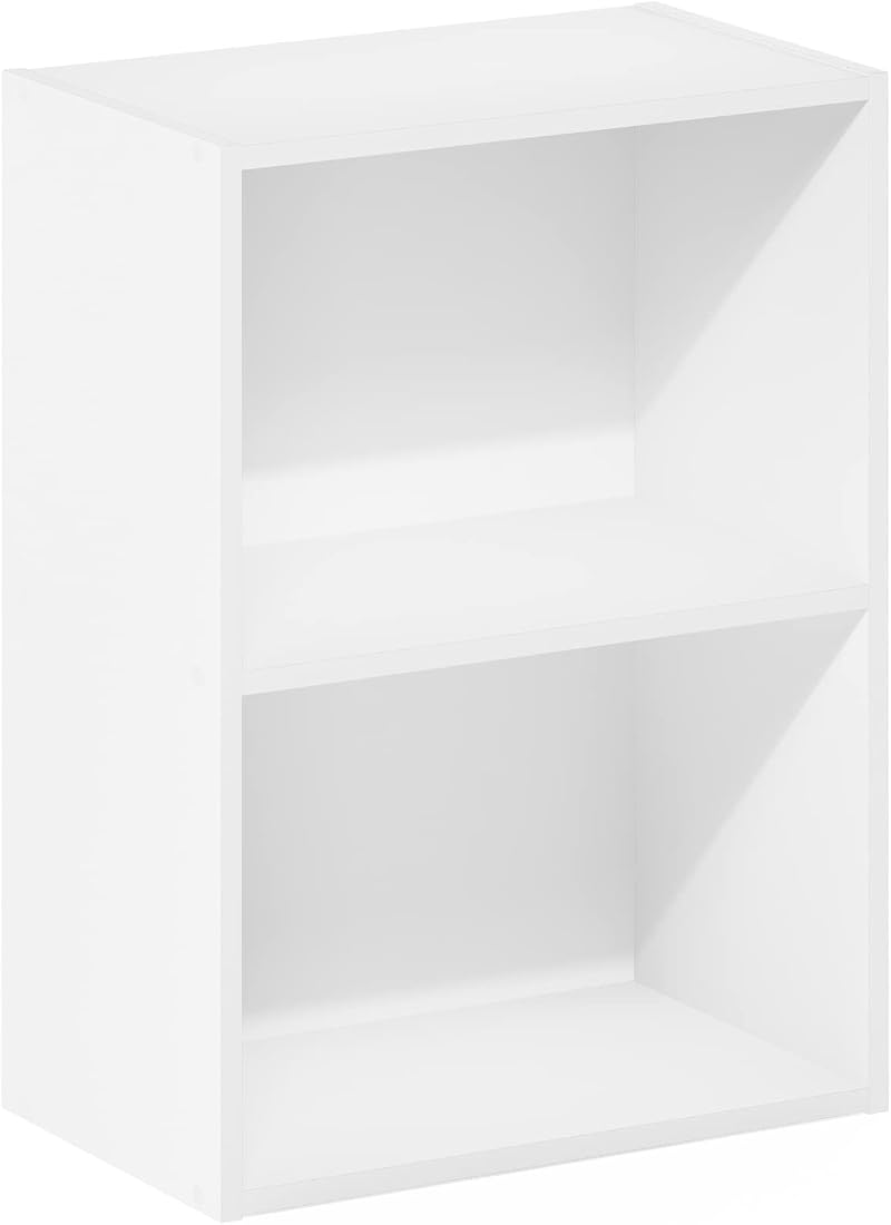Furinno LUDER Book Shelf 2-Tier White Open Shelves 9 x 16 x 21 inches