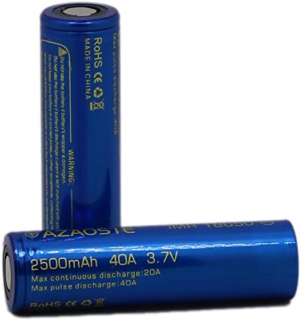 AZAOSTE 18650 Battery 40A 2500mAh 3.7v Rechargeable Li-ion Battery (2 Pack)
