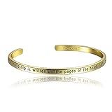 Solocute Cuff Bangle Bracelet Engraved The Story of Friendship is Written On The Pages of The Heart. I Am a Better Me Because of You Inspirational Jewelry