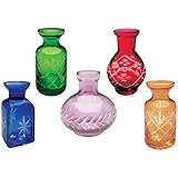 ART & ARTIFACT Set of 5 Petite Glass Bud Vases in Clear or Jewel Tones- Fun Shapes, 2 3/4