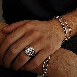 Pentagram Pentacle Signet Ring for Men - Demon