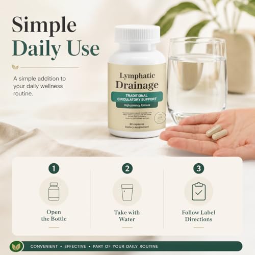 Lymphatic Drainage Capsules, Lymphatic Drainage for Immune, Cleanse & Detox, Reduce Swelling, Formula with Liver Health with Dandelion, Echinacea,Elderberry,Cleavers Herb,Burdock,Non-GMO (60 Capsules)