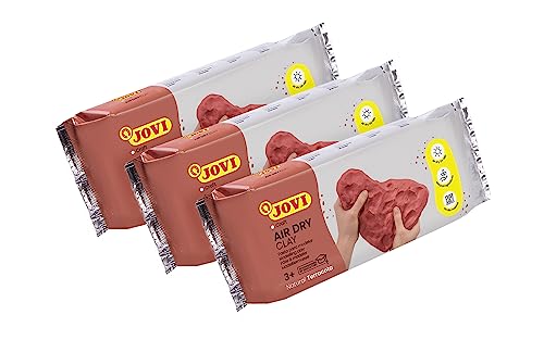 Jovi - Air Dry Modeling Clay, Set of 3 Units, 1.1lb Each, Total of 3.3 lb, No Oven Needed, Terracotta Color, Pottery Clay for Arts and Crafts Projects (P88/3)