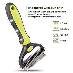 SQRTPGD Pet Deshedding Brush, 2 Sided Undercoat
