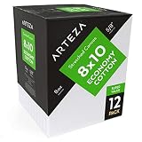 Arteza 8"x10" Stretched White Blank Canvas, Bulk (Pack of 12), Primed 100% Cotton, for Painting, Acrylic Pouring, Oil Paint & Wet Art Media, Canvases for Professional Artist, Hobby Painters & Beginner
