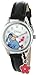 Disney Women's WTP053 Eeyore Black Leather Strap with Flower Charm Watch