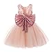 Newborn Toddler Baby Girls Sequins Bowknot Floral Princess Dresses (0-6 Months, Pink)
