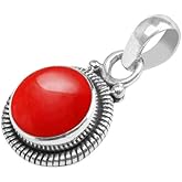 Avicrafts Gemstone 925 Sterling Silver Pendant Necklace For Women Girls- Natural Gemstone Solitaire Handmade Pendant
