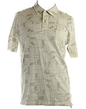 White Short-Sleeve Printed Polo Shirt M