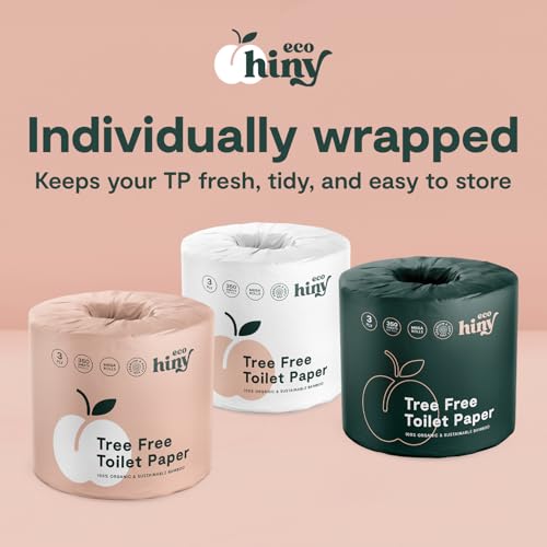 ecoHiny Premium & Soft Bamboo Toilet Paper | PFAS Free | 48 Mega Rolls, 3 ply & 350 Sheets | Non Toxic, FSC Certified, Septic Safe, BPA Free | Tree Free Toilet Tissue | Plastic Free Packaging