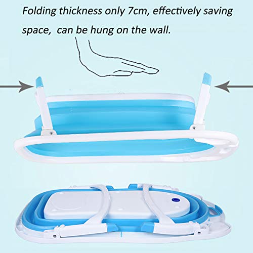Baby Portable Collapsible Bathing Tub, SKYROKU Baby Bath tub for Newborn Infant Child with Foldable Safe and Sturdy Non Slip for Easy Bathing (Blue)