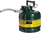 Justrite 7220420 AccuFlow 2 Gallon, 9.50" OD x 13.25" H Galvanized Steel Type II Green Safety Can With 5/8" Flexible Spout
