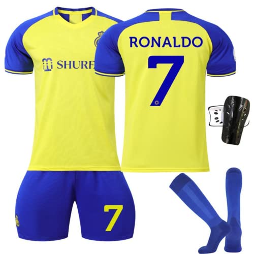 No #7 NASSR Riyadh Al Kids Soccer Jersey Kit Shorts Socks Set