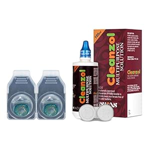 CleanZol 2 Pieces Monthly Disposable Zero Power Color Contact Lenses (Turquoise)