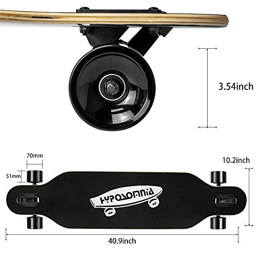 HYPOSOMNIA 41 Inch Longboard Skateboard,Freeride Longboards Complete
