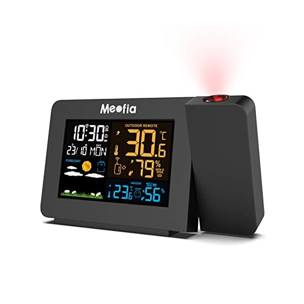 Meofia Projection Alarm Clock for Bedrooms with Weather Station