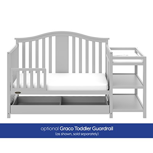 Graco Solano 4-in-1 Convertible Crib and Changer with Drawer, Pebble Gray