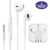 [2 Pack] Headphones/Earphones/Earbuds, ebasy 3.5mm Wired Headphones Noise Isolating Earphones Built-in Microphone & Volume Control Compatible iPhone iPod iPad Samsung/Android / MP3 MP4