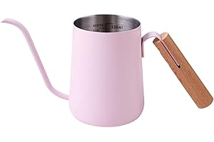 Fxzqgnh Pour Over Kettle, Coffee Drip Kettle, Anti-Scald Handle, Wooden Handle, Hand Brewed Coffee Pot, Mini Kettle for Cafe 