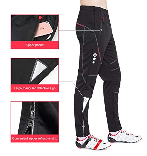 Santic Men's Cycling Pants Fleece Thermal Windproof Winter Outdoor Athletic Pants for Biking Running Hiking