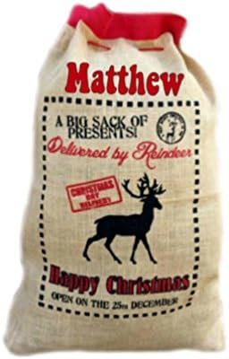 Custom Santa Sack, Personalised Christmas Sack, Reindeer Design, Extra Large Size 32" x 22" (81cm x 56cm), Christmas Gift Sack,