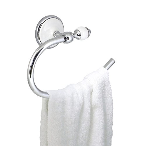 MODONA Towel Ring - White Porcelain & Polished Chrome - Arora Series - 5 Year Warrantee - Thumbnail 3