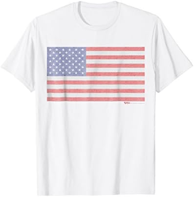 Mens American Flag USA 4th of July Tee Shirt Large White