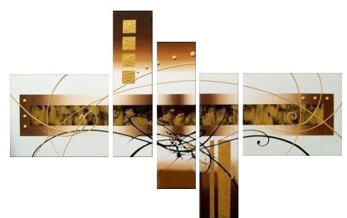 Santin Art - 100% Hand-painted Free Shipping Wood Framed Golden Clouds Home Decoration Modern Abstract Oil Painting on Canvas 5pcs/set Mixorde