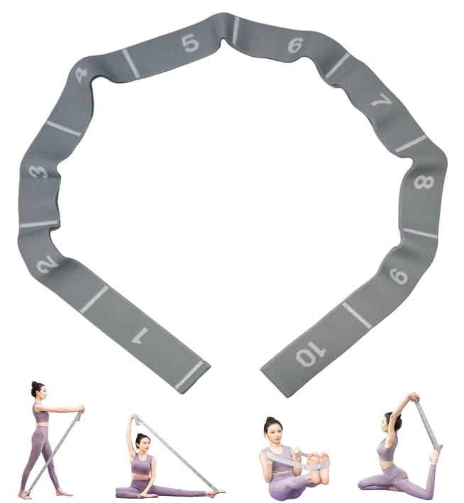 GIMIRO Fitness Elastic Band, Segmented Resistance Band for Yoga, Pilates, Dance, Stretch Band, Rehabilitation, Tension Band (Grey - 10 Loops)