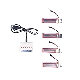 YouCute 4pcs 500mAh Battery and 1to6 Charger for UDI Peregrine U28W Kestrel U28-1 WiFi FPV UDI RC Quadcopter Drone Spare Parts