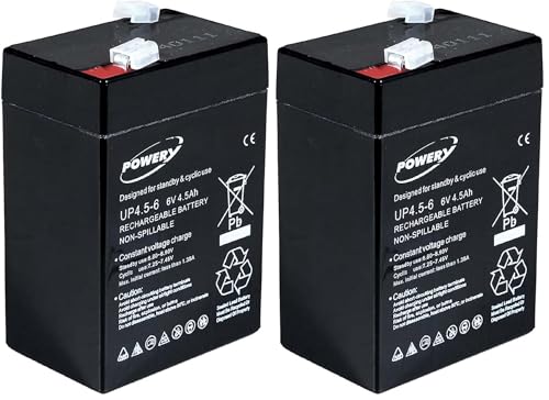 akku-net Blei-Gel Akku 6V 4 5Ah Lead-Acid Schwarz (Packung mit 2)