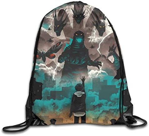 Lightweight Foldable Large Capacity Strange Titans God-Zilla Gym Drawstring Backpack Bags