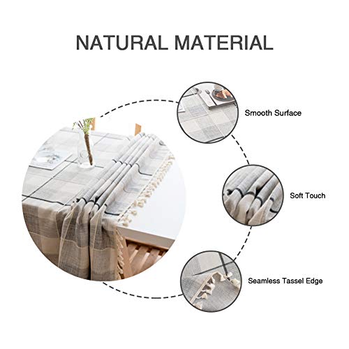 Rustic Checkered Table Cloth (55"x70") - Cotton Linen Tablecloth for Kitchen - Grey Fabric Table Cover - Modern Decorative Dining Table Cover - Outdoor Patio Table Cover - Rectangle Table Cloth - Thumbnail 2