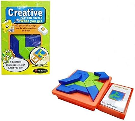 Montez 14 Pcs Tangram Learning Creative Pattern Puzzle Game with 60 Challenge Cards (14 Pieces)