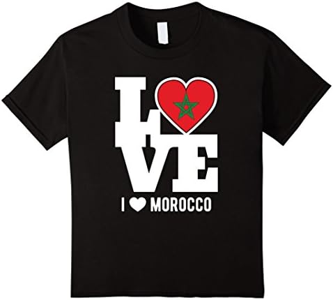 Kids Love Morocco T-Shirt Patriotic Moroccan Expat 10 Black