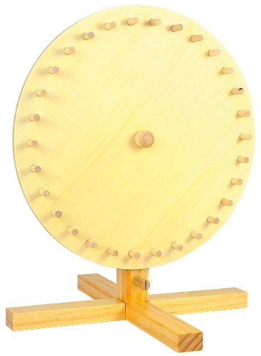 Glücksrad zum selbst Gestalten / mit 5 Blanko Kartons / Fläche Ø 30 cm / Farbe: Holzständer: Natur, Kartons: Weiss