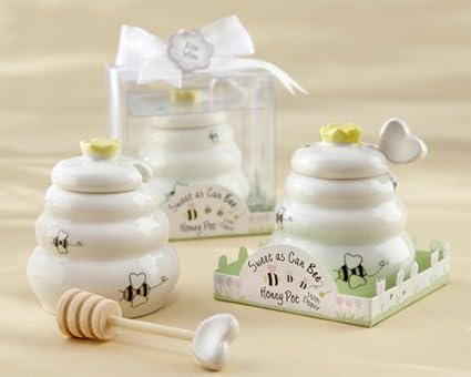 Amazon Com Wedding Favors Sweet As Can Bee Ceramic Honey Pot With
