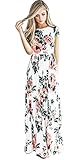 Sibylla Women's Short Sleeve Printing Dress Round Neck Boho Plus Size Long Maxi Dress for Beach Party