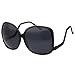 grinderPUNCH Women's Oversized Square Drop Temple Fashion Sunglasses 2 Pack