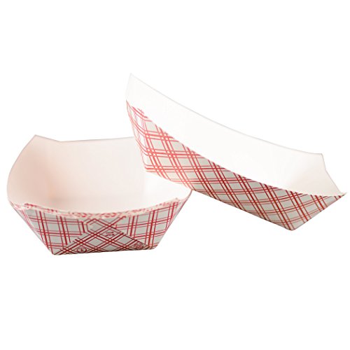 Simply Deliver #300 Paper Food Tray, Red Plaid, 500-Count
