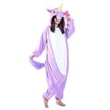 Itopfox Unisex Adult Pajamas Purple Unicorn Kigurumi Cosplay Polar Fleece Sleepwear S